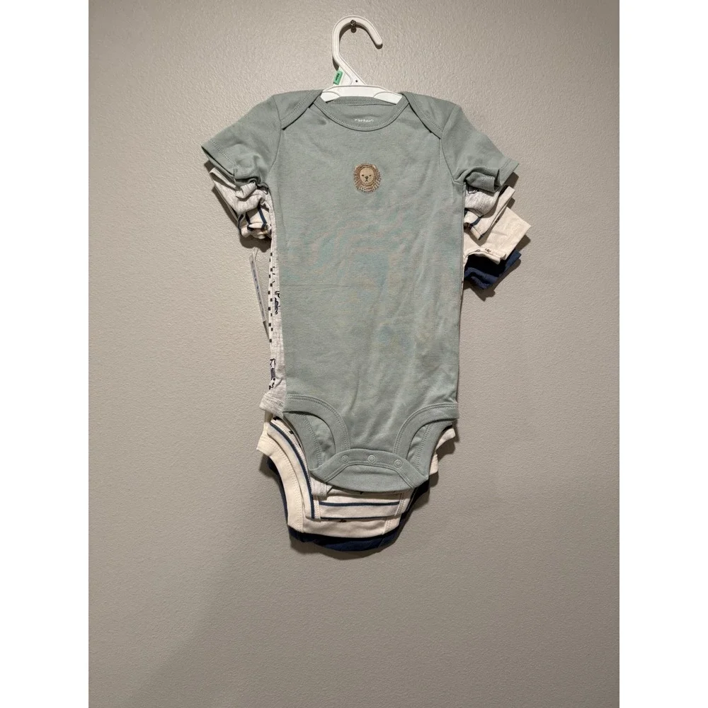 Carters Baby Boys 5 Pack Short Sleeve Bodysuits 18M Safari Gator Lion Blue Green
